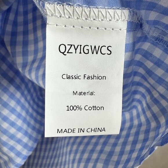 Mens Cotton Button Down Collared Shirt Size XL Blue & White Checkered - Picture 9 of 12